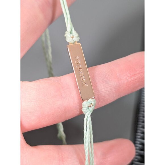 PuraVida Rose Gold Tone Bar Green Cord Adjustable Bracelet Beachy Boho - Picture 6 of 6